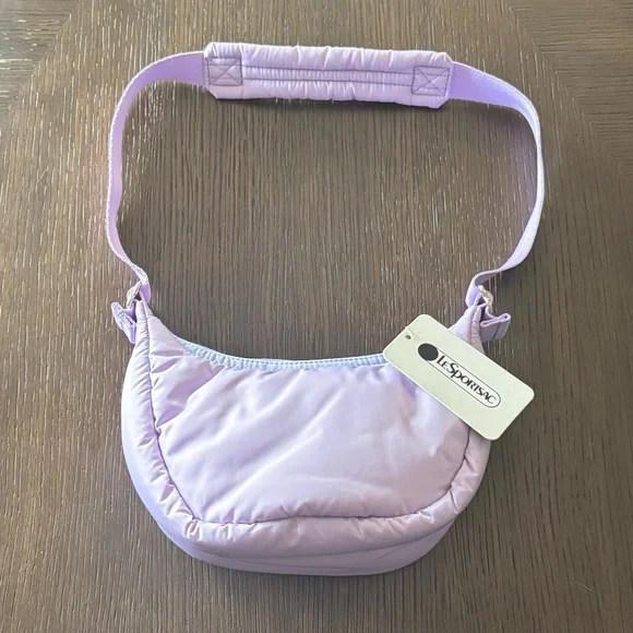 NWT LeSportsac Lavender Mini Shoulder Bag Nylon Crescent - Picture 2 of 4